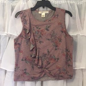 Purple tank top with ruffle